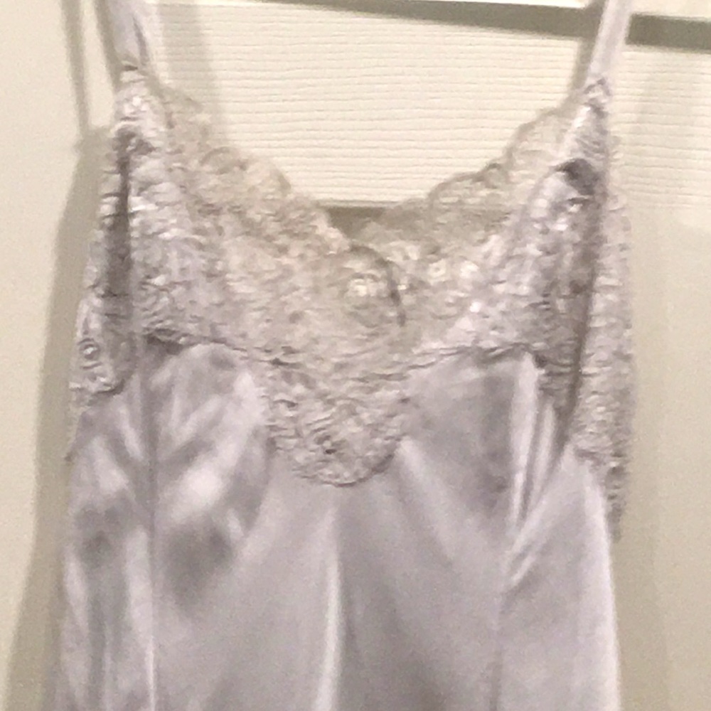 Vintage Victoria’s Secret Full Length 100% silk Side Slit Lace Nightgown Slip